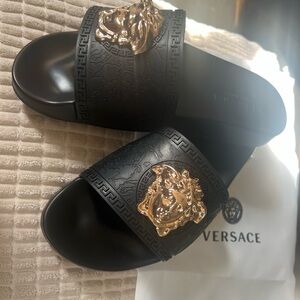 Versace Black and Gold Designer Sandals